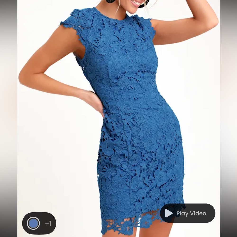 Lulu's Royal Blue Floral Lace Mini Dress